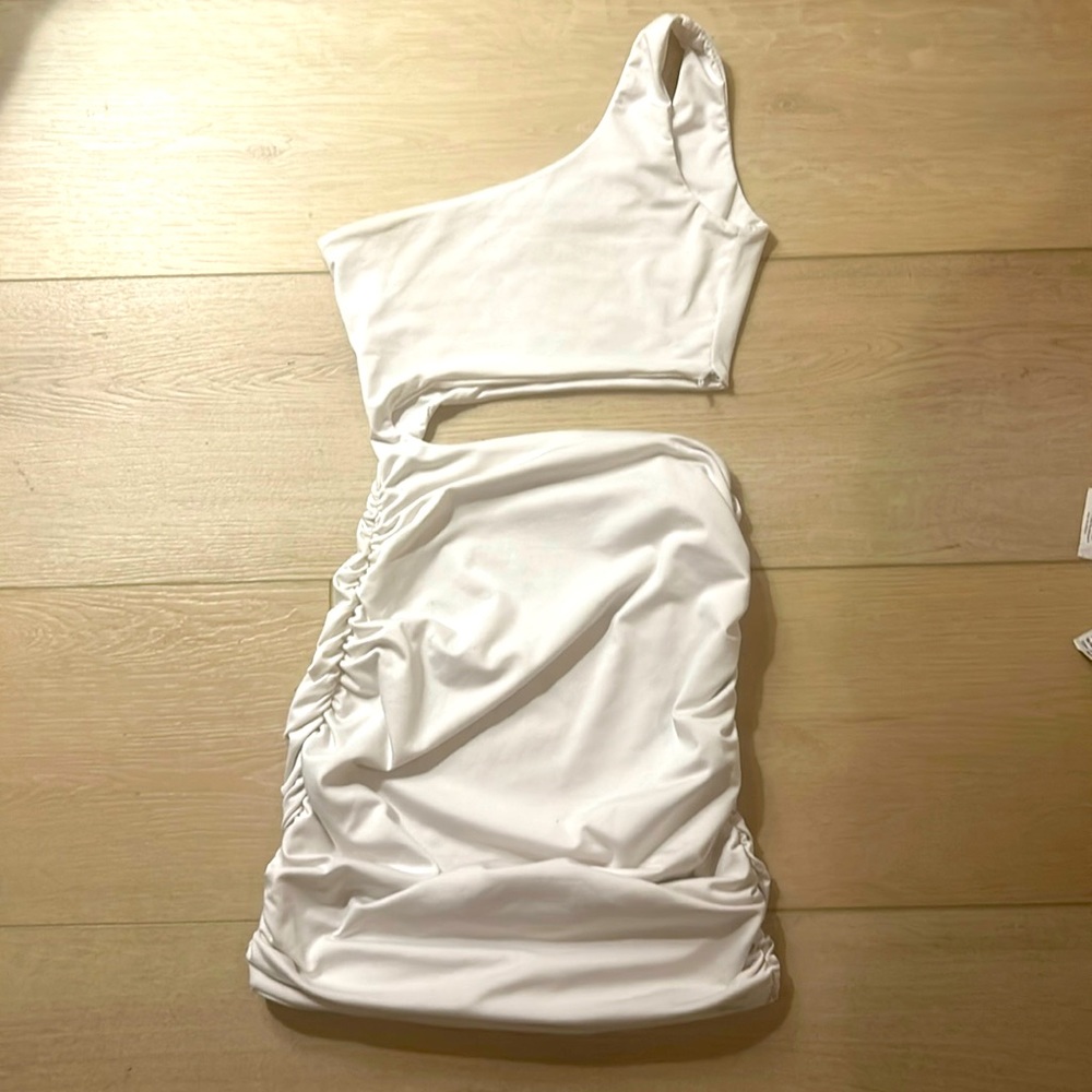 white one strap mini dress